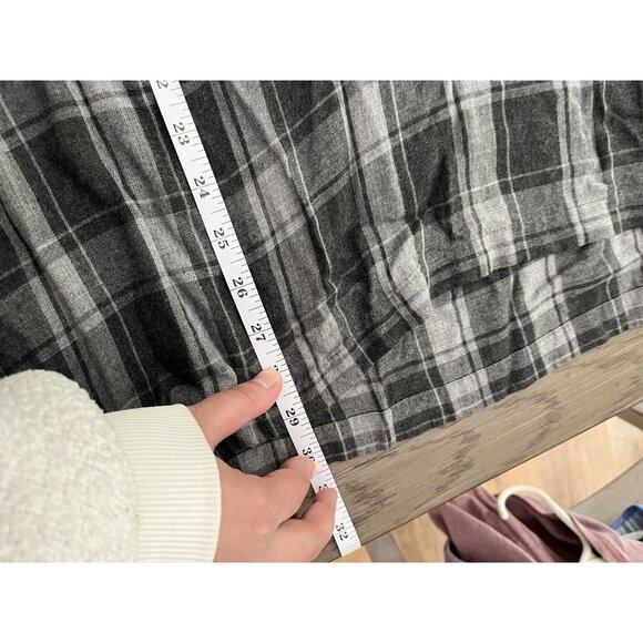 EUC J.Jill Gray Plaid Tunic Blouse With Embroidered V-Neck & Rolled Sleeves - Picture 9 of 9